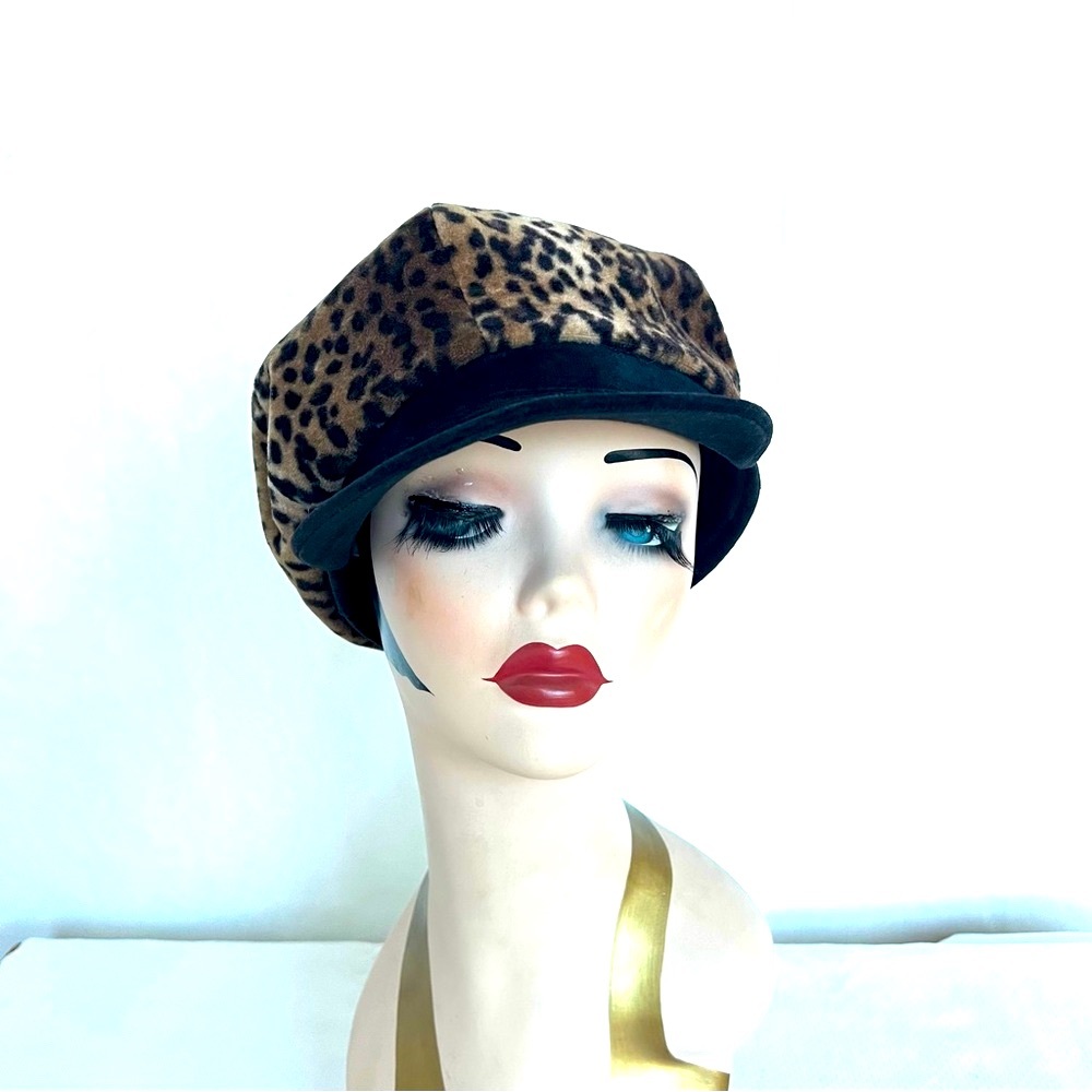 Vintage Women’s Faux Leopard Fall/Winter Newsboy Cap Hat Size S/M - Picture 10 of 15